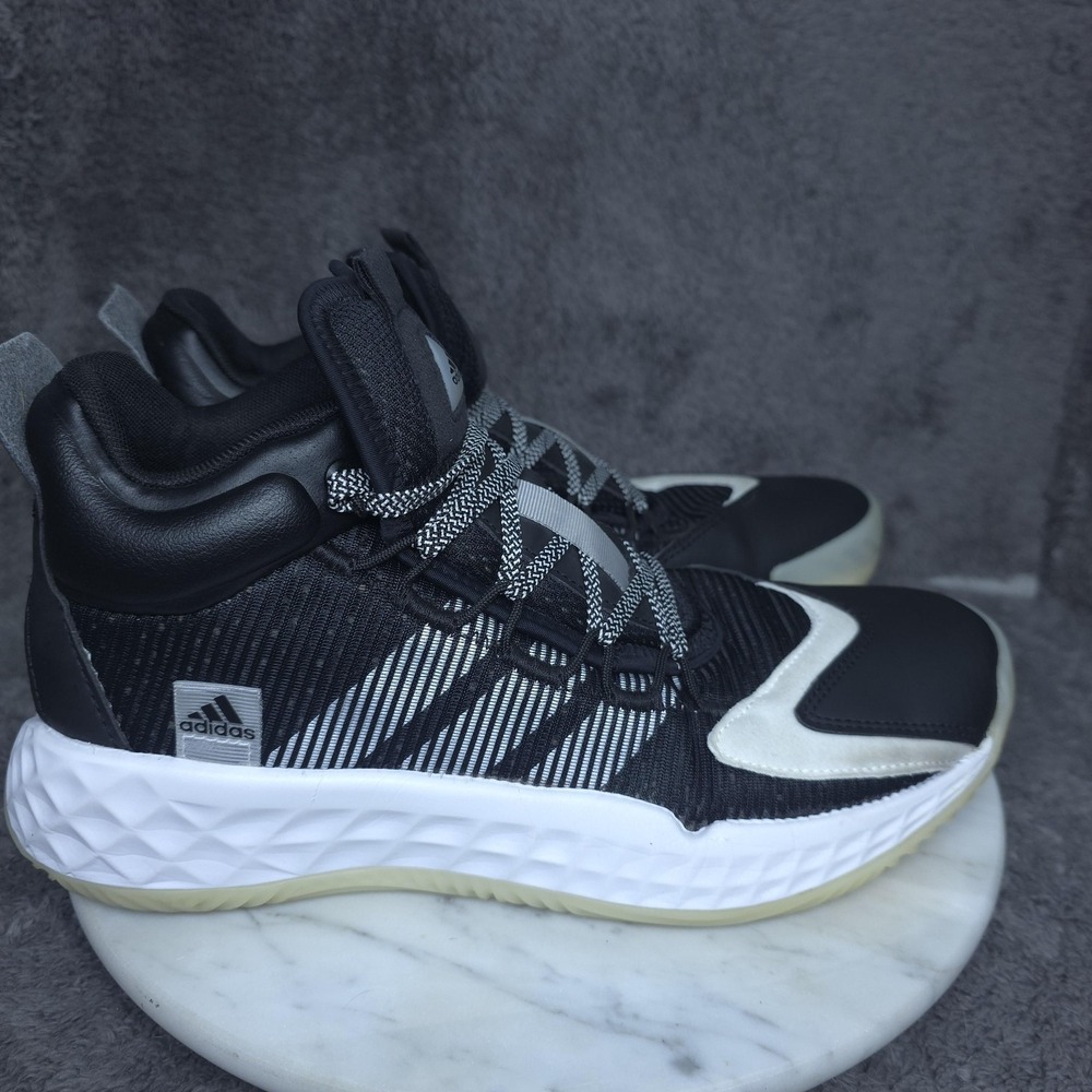 Adidas Boost Shoes Mens Size 7.5 Black White Mid Top Basketball Sneakers FW6512